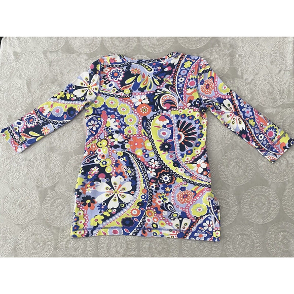 T by Talbots Tunic Top Shirt Womens Sz S Floral Modal Blend Stretch Slits UPF 50 - Picture 5 of 8